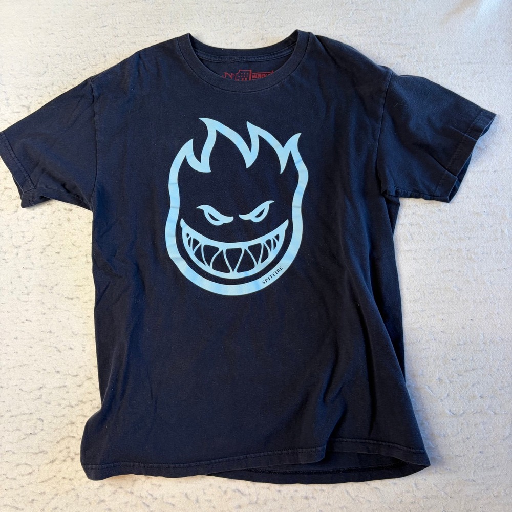 Spitfire T-Shirt Mens Medium Black Bighead Graphic Short Sleeve Skate